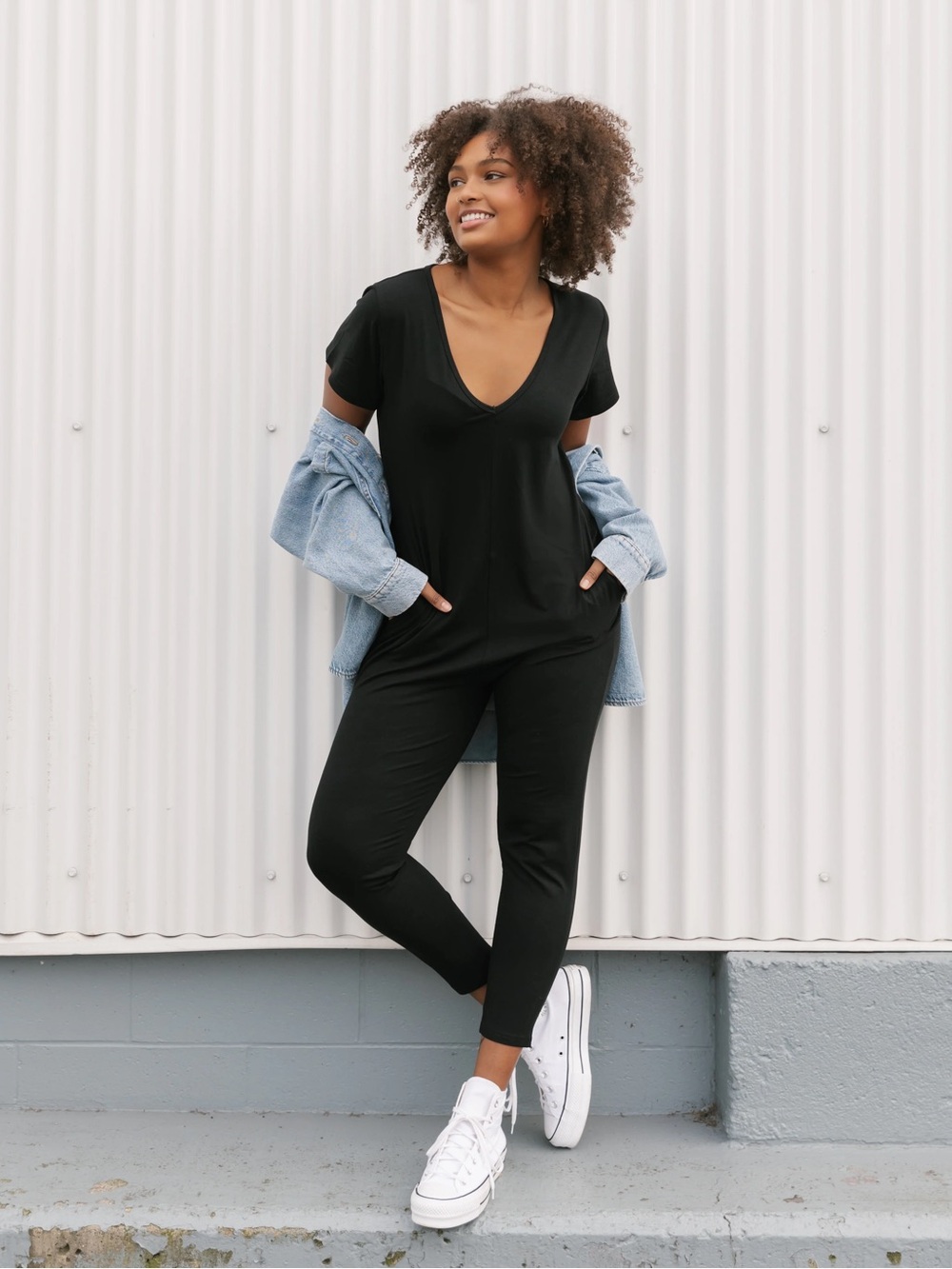 Smash + Tess Size M Midnight Black Sunday Romper Jumpsuit Loungewear Travel